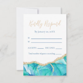 Elegante Purpurina de oro azul blanco RSVP