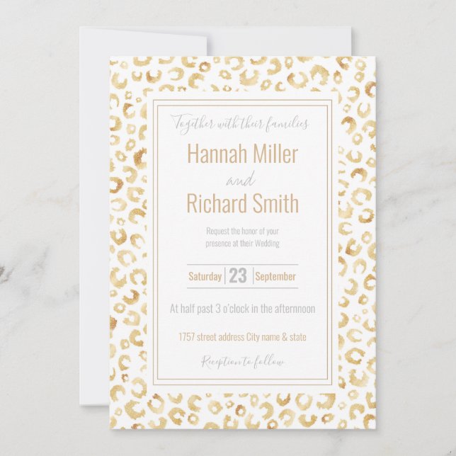 Elegante Purpurina de oro blanco Leopardo impresió (Anverso)