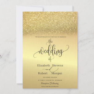Elegante Purpurina de oro Bokeh Wedding Invitación