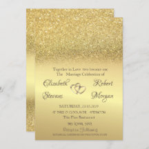 Elegante Purpurina de oro Bokeh Wedding Invitación