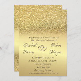 Elegante Purpurina de oro Bokeh Wedding Invitación