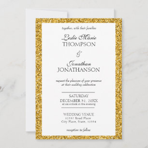 Elegante Purpurina de oro Fiesta Invitación a la b