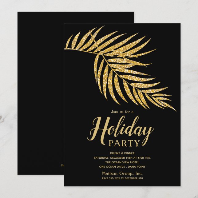 Elegante Purpurina de oro Navidades de vacaciones  (Anverso / Reverso)