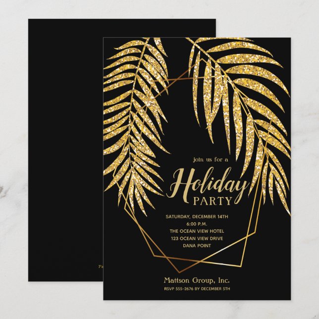 Elegante Purpurina de oro Navidades de vacaciones  (Anverso / Reverso)