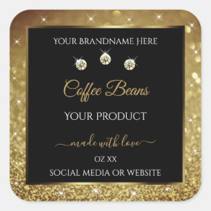 Elegante Purpurina de oro negro de etiquetas de pr