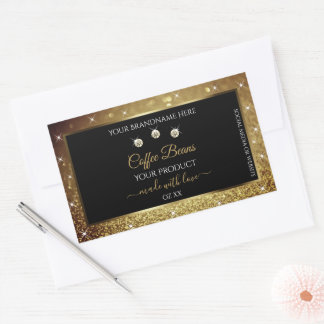 Elegante Purpurina de oro negro de etiquetas de pr