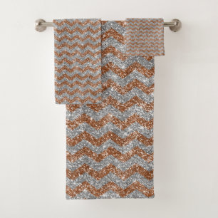Elegante Purpurina de oro plateado Chevron Zig Zag