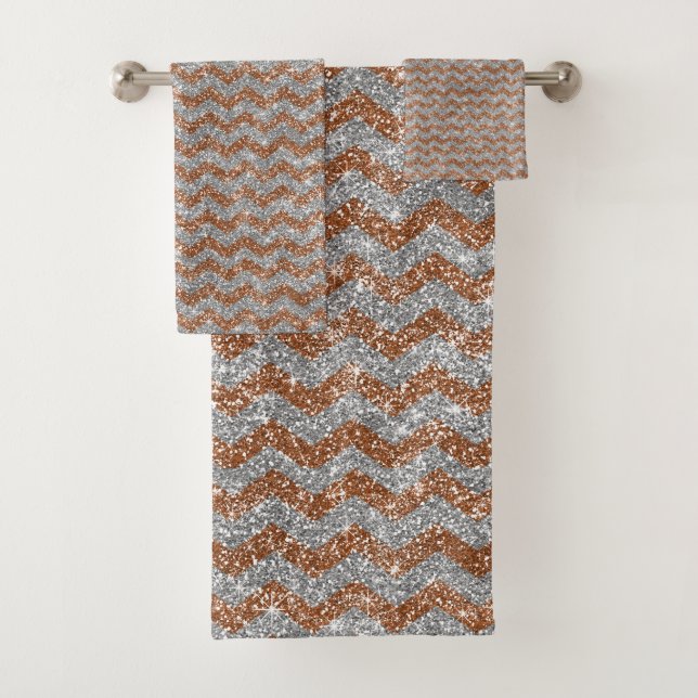 Elegante Purpurina de oro plateado Chevron Zig Zag (In situ)