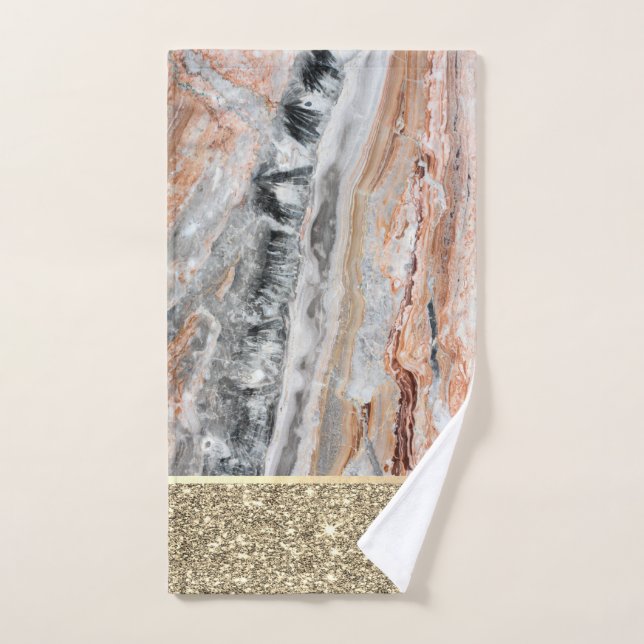 Elegante Purpurina dorado brillante piedra de márm (Toalla de mano)
