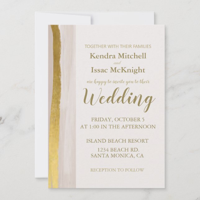 Elegante Purpurina dorado Cream Classy Invitación (Anverso)
