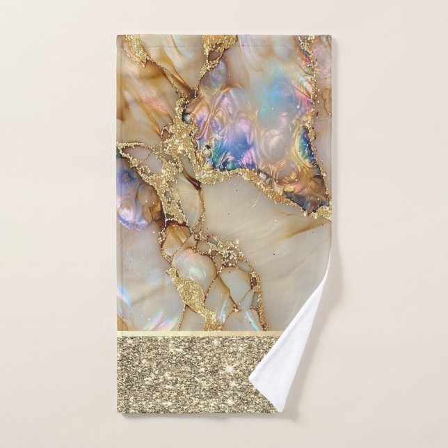 Elegante Purpurina dorado de color mármol (Toalla de mano)