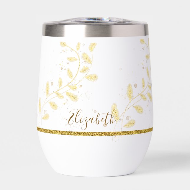 Elegante Purpurina dorado Monograma Nombre (Frente)