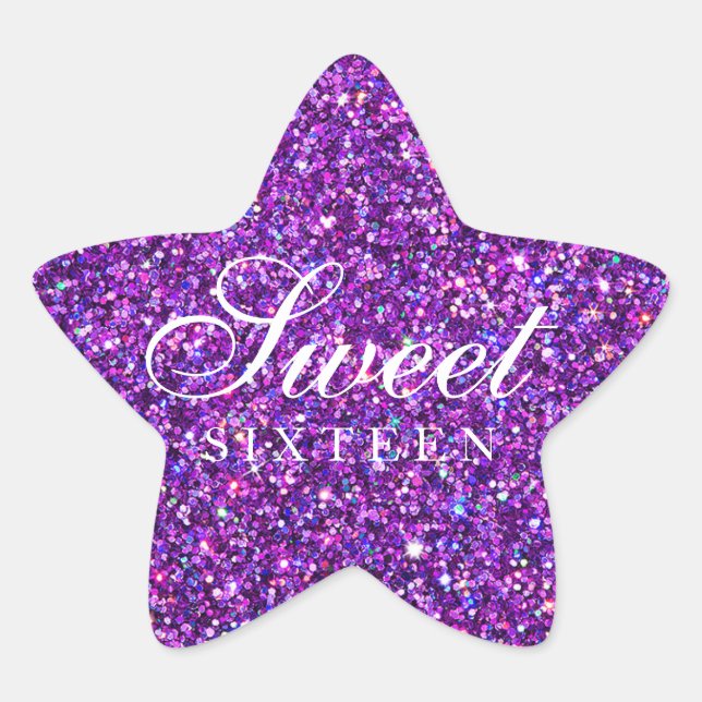 Elegante purpurina dulce dieciséis Pegatina (Anverso)