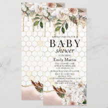 Elegante Purpurina floral Drip Marble Baby Shower