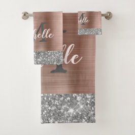 Elegante Purpurina Gris Plateado Gris Monogramado