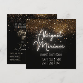 Elegante Purpurina Hebreo Bat Mitzvah Invitación