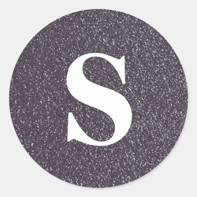 Elegante Purpurina Monograma Negro Sello para sobr (Anverso)