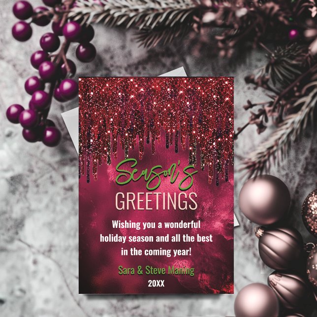 Elegante purpurina rojo verde gotea Navidades año  (Subido por el creador)