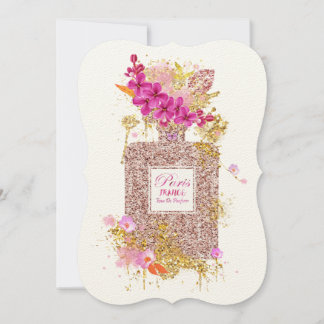 Elegante Purpurina Rosa de Lujo Invitación Perfume
