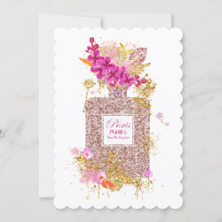 Elegante Purpurina Rosa de Lujo Invitación Perfume