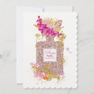 Elegante Purpurina Rosa de Lujo Invitación Perfume