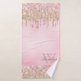 Elegante Purpurina rosa rosa dorado con gotitas mo