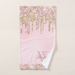 Elegante Purpurina rosa rosa dorado con gotitas mo