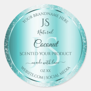 Elegante Purpurina suave Verde azulado Etiquetas d