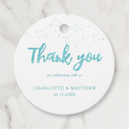 Elegante Purpurina turquesa brillante Etiquetas de