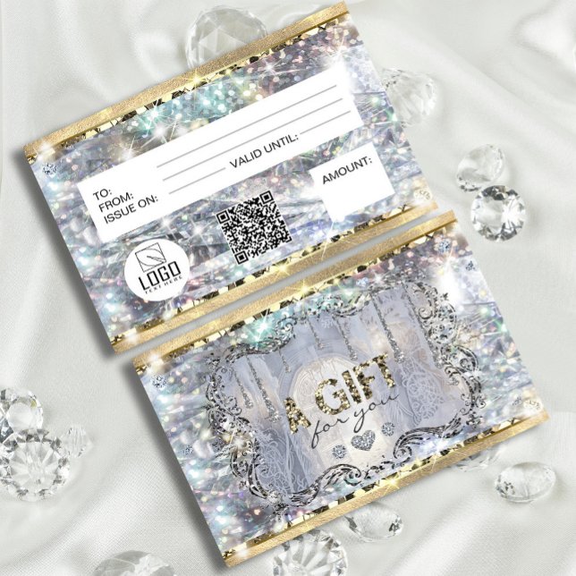 Elegante Purpurina único del Holograma Plateado Or (Elegant Gold Silver Holograph Unique Glitter #wonderland #diamond #luxurygiftcard)