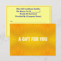 Elegante Purpurina y certificado de regalo de oro