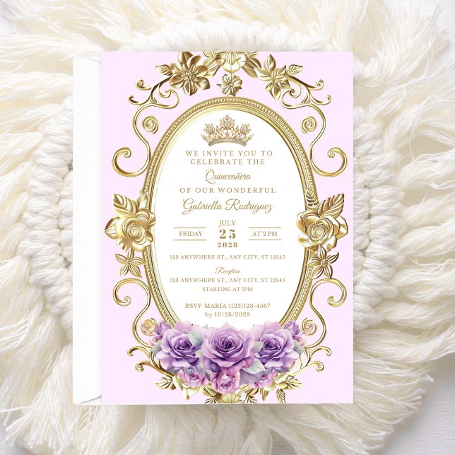 Elegante Quinceañera Invitación Floral Lílago Z6 (Subido por el creador)
