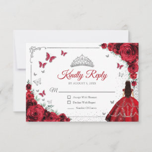 Elegante Quinceañera Rojo Plata Respuesta