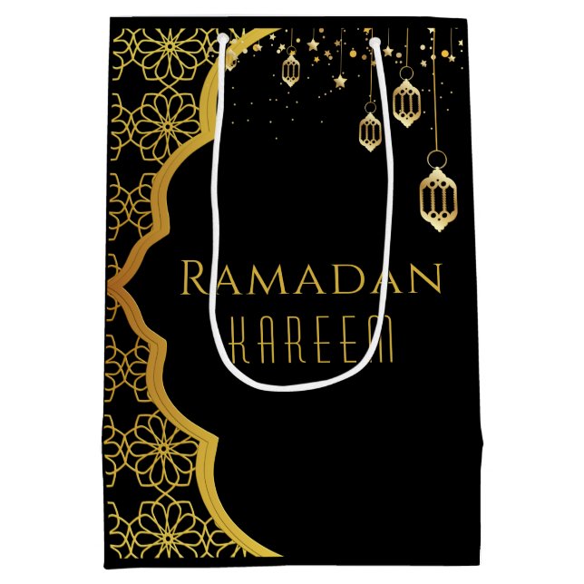 Elegante Ramadan Kareem Bolsa de regalo de oro neg (Reverso)