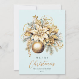 Elegante ramo de Navidad de lujo dorado azul clási