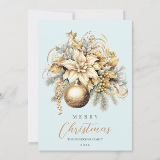Elegante ramo de Navidad de lujo dorado azul clási