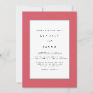Elegante Raspberry Pink Classic Wedding Invitación