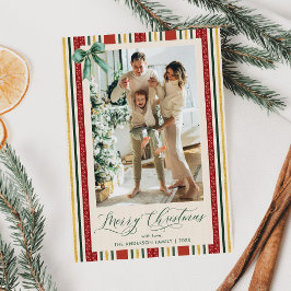 Elegante rayas retro doblan Feliz Navidad 1 foto