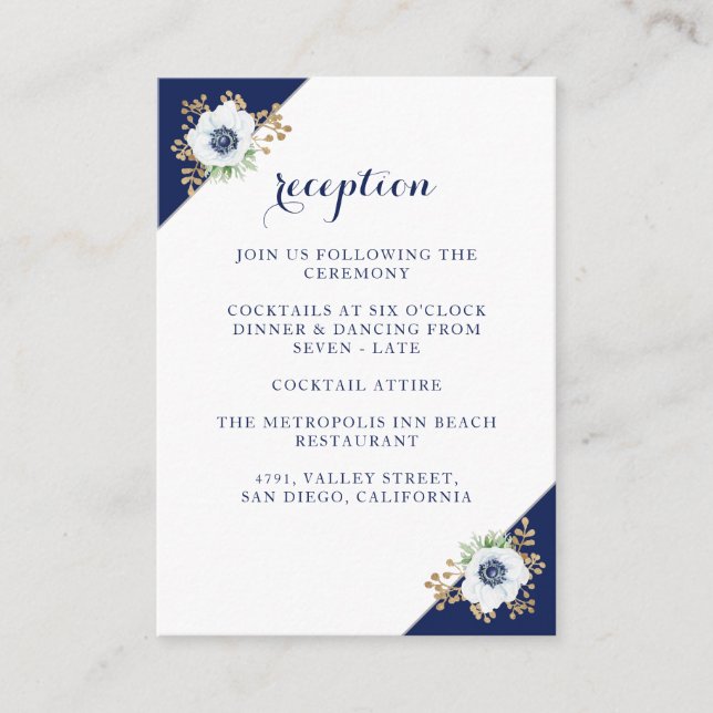 Elegante recepción Anemone Blue Monogram Wedding (Anverso)