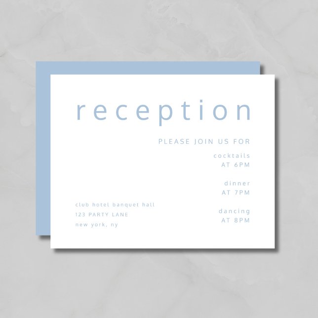 Elegante recepción Blue Elegant Wedding (Elegant Blue Elegant Wedding Reception Enclosure Card)