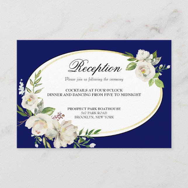 Elegante recepción Boho Blue Floral Gold Wedding (Anverso)