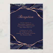 Elegante recepción de boda de ágata azul marino y 
