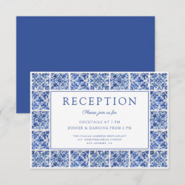 Elegante recepción de boda de azulejos azules