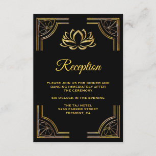 Elegante recepción de boda de flor de loto de oro