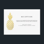 Elegante recepción de Boda de Piña Dorada<br><div class="desc">Estas tarjetas de inserción de la recepción de bodas de moda tienen una piña dorada falsa sobre un fondo blanco. La parte posterior de la tarjeta tiene franjas falsas de oro, pero puede quitarlas y dejar la parte posterior en blanco si lo desea, personalizando el artículo. Por favor, contáctame si...</div>