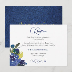 Elegante recepción de boda floral de acuarela azul