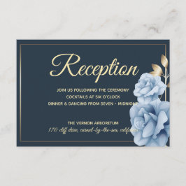 Elegante Recepción de Boda Medianoche azul floral