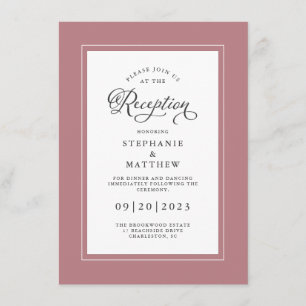 Elegante Recepción de Boda Polvorienta Rosa Chic R