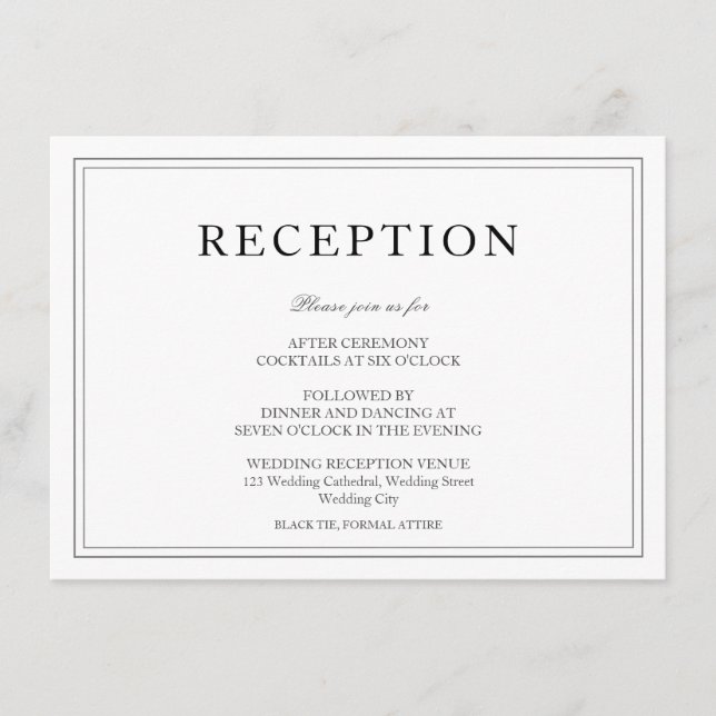 Elegante recepción de bodas blancas y negras (Anverso)