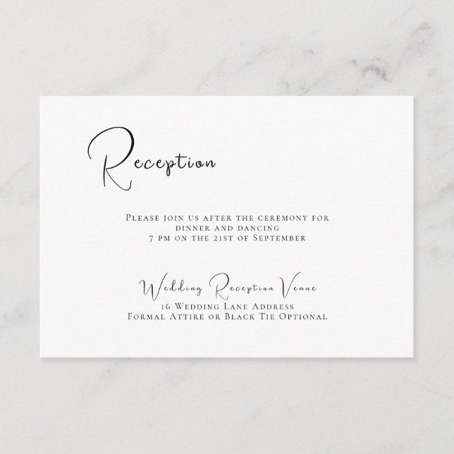 Elegante recepción de bodas blancas y negras (Anverso)